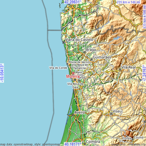 Topographic map of Moreira