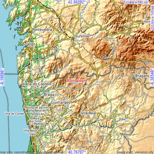 Topographic map of Montalegre