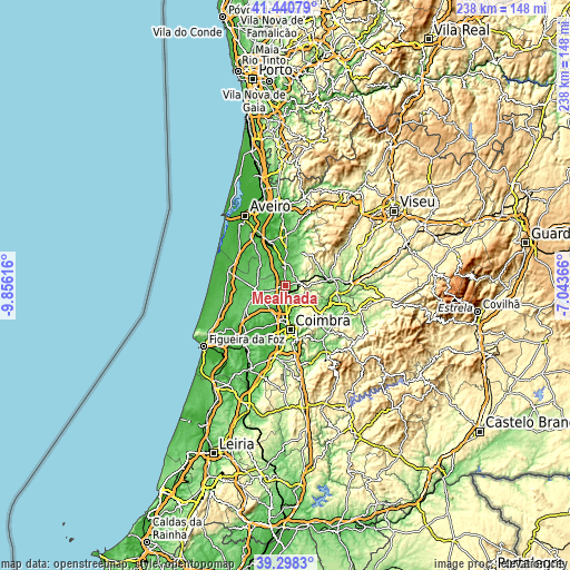 Topographic map of Mealhada