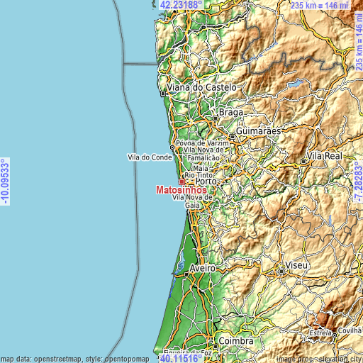 Topographic map of Matosinhos