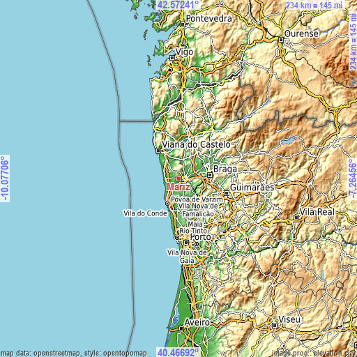 Topographic map of Mariz