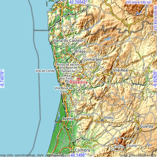 Topographic map of Madalena