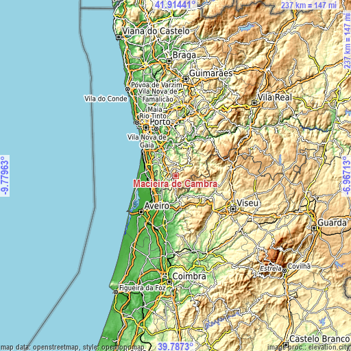 Topographic map of Macieira de Cambra