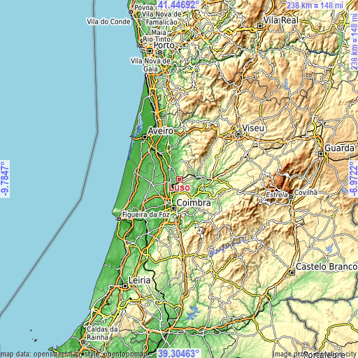 Topographic map of Luso