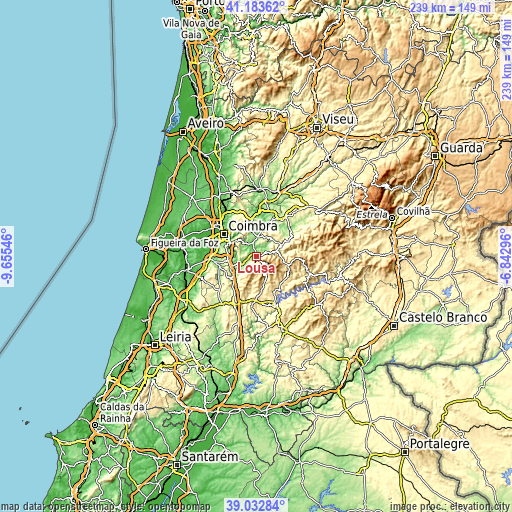 Topographic map of Lousã