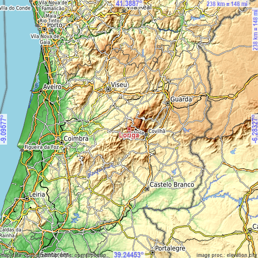 Topographic map of Loriga