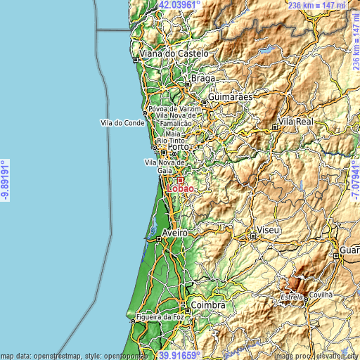 Topographic map of Lobão