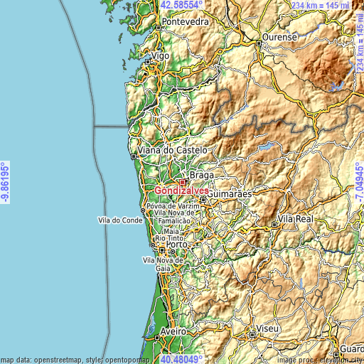 Topographic map of Gondizalves