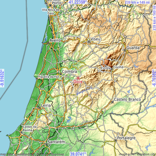 Topographic map of Góis