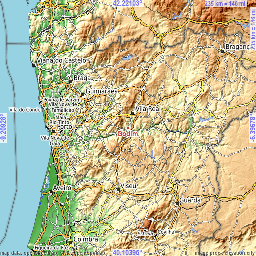 Topographic map of Godim