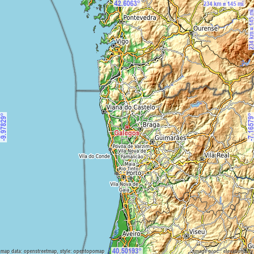 Topographic map of Galegos