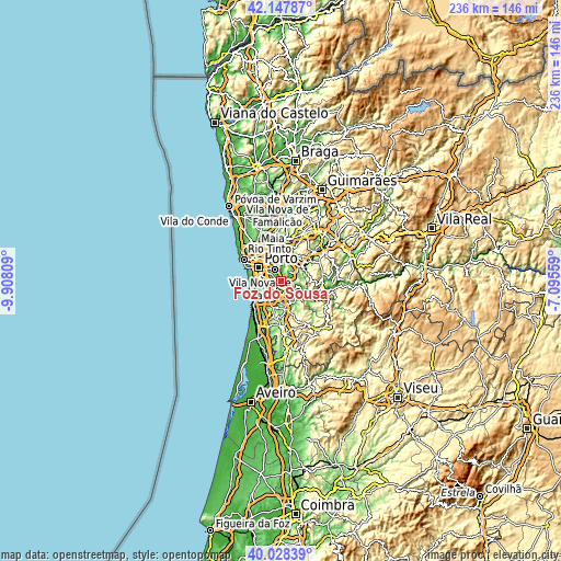 Topographic map of Foz do Sousa