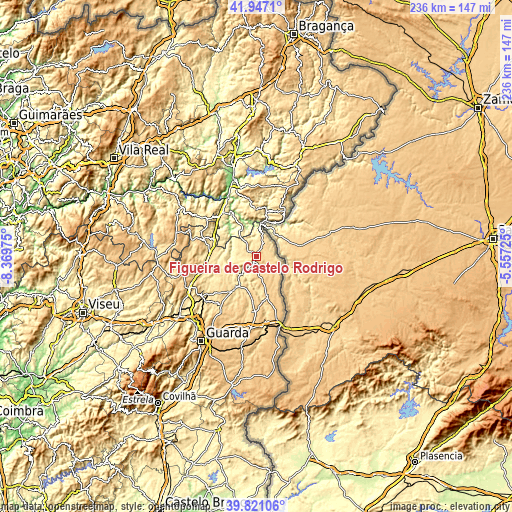 Topographic map of Figueira de Castelo Rodrigo