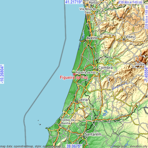 Topographic map of Figueira da Foz