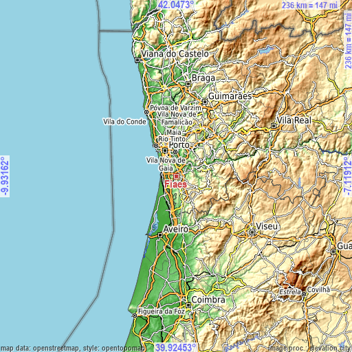 Topographic map of Fiães
