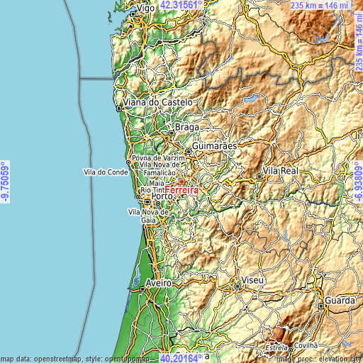 Topographic map of Ferreira