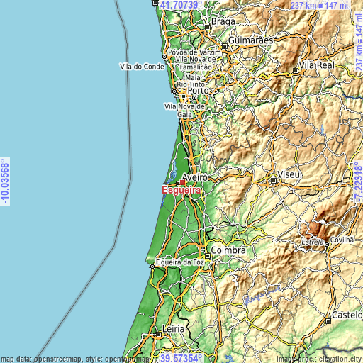 Topographic map of Esgueira