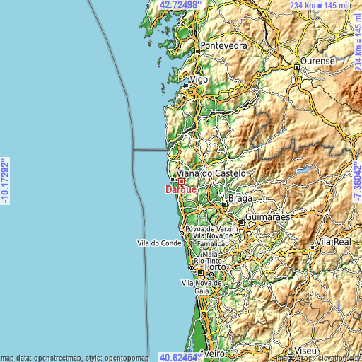 Topographic map of Darque