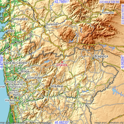 Topographic map of Chaves