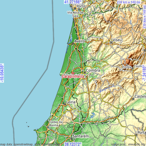 Topographic map of Carapinheira