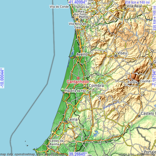 Topographic map of Cantanhede