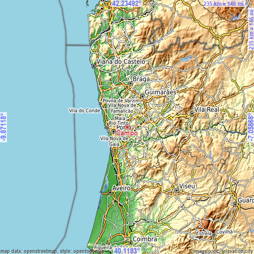 Topographic map of Campo