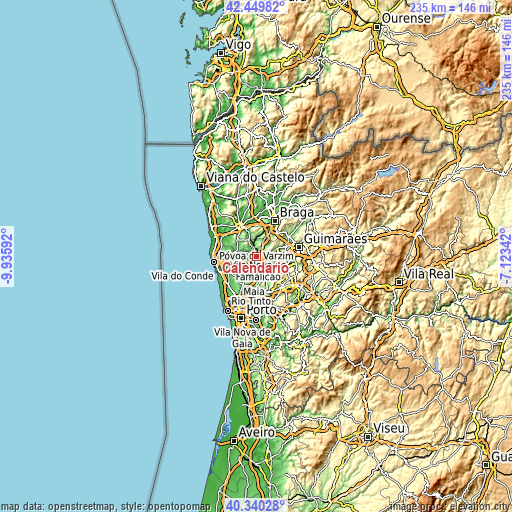 Topographic map of Calendário