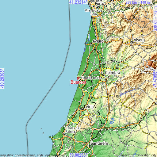 Topographic map of Buarcos