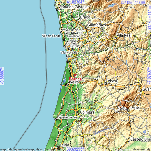 Topographic map of Branca