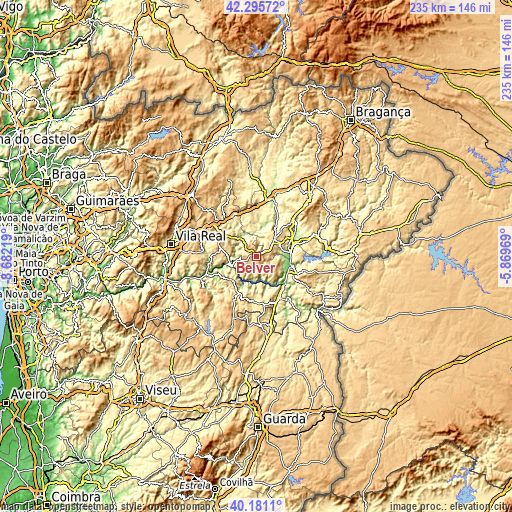 Topographic map of Belver