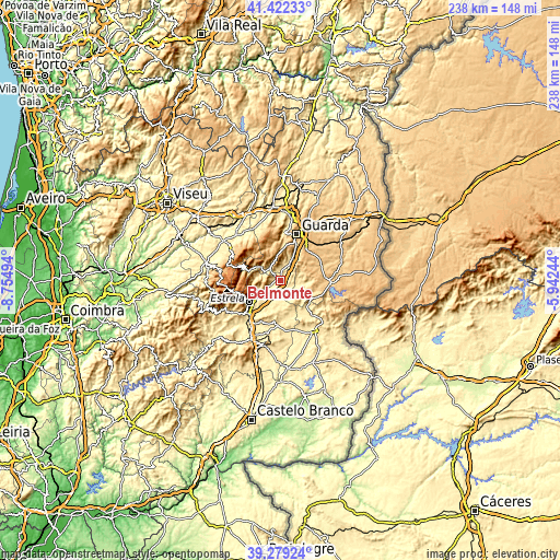 Topographic map of Belmonte
