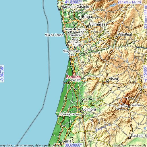 Topographic map of Beduido
