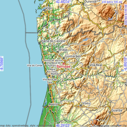 Topographic map of Barrosas