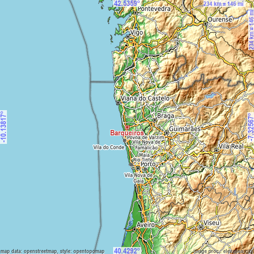 Topographic map of Barqueiros