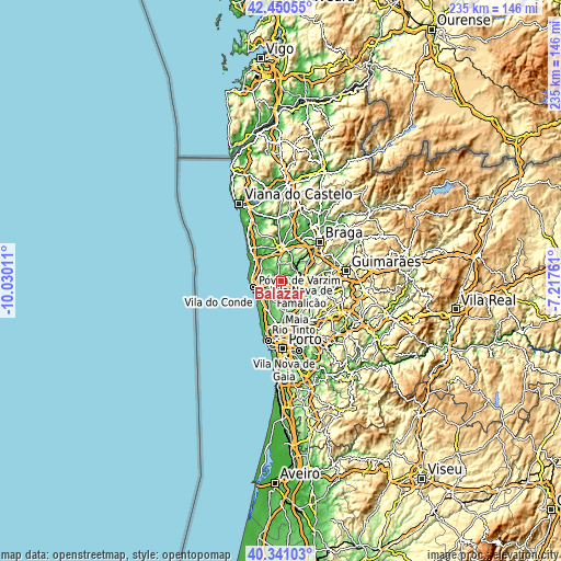 Topographic map of Balazar