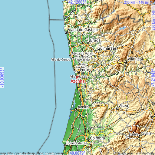 Topographic map of Azenha