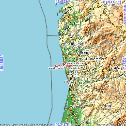 Topographic map of Aver-o-Mar