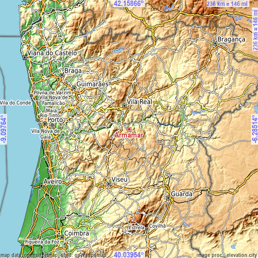 Topographic map of Armamar