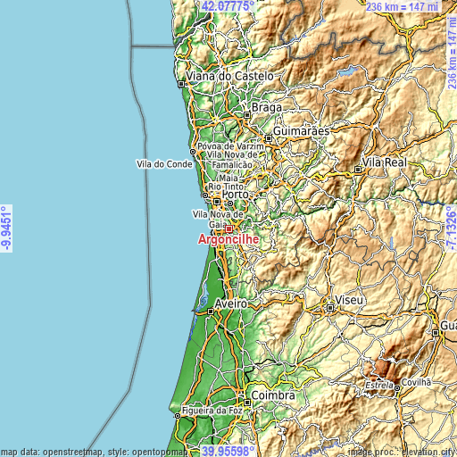 Topographic map of Argoncilhe