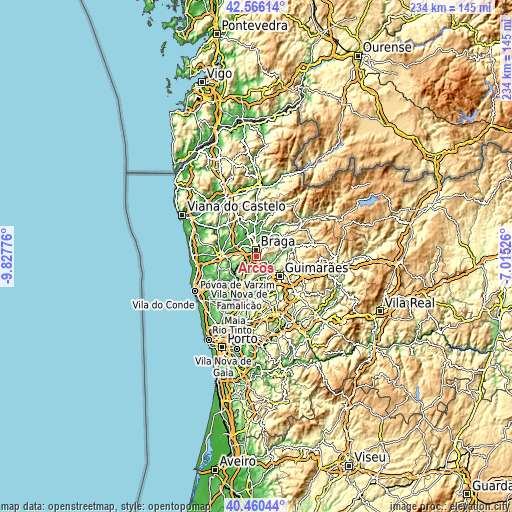 Topographic map of Arcos