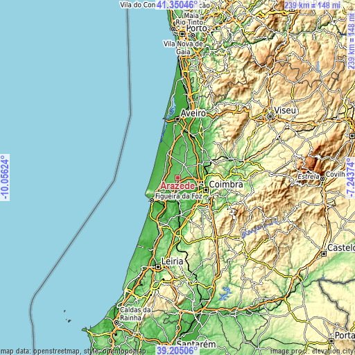 Topographic map of Arazede