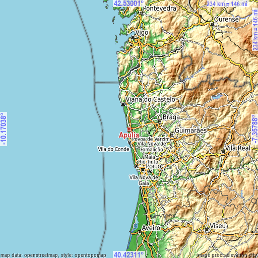 Topographic map of Apúlia