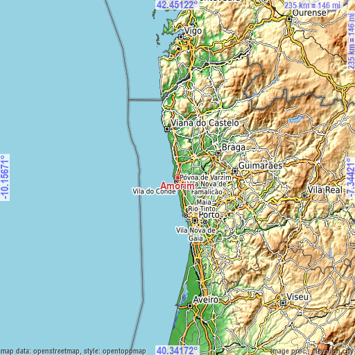 Topographic map of Amorim