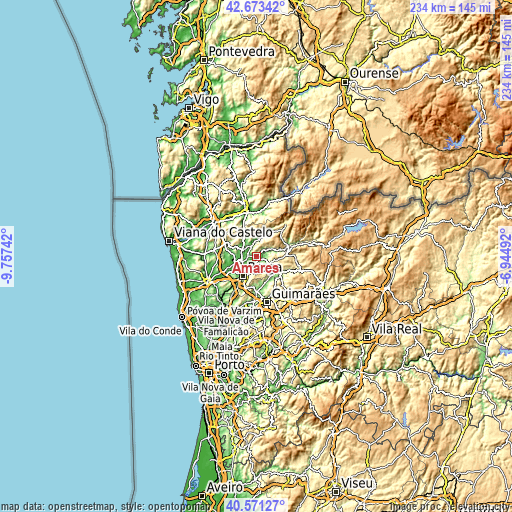 Topographic map of Amares
