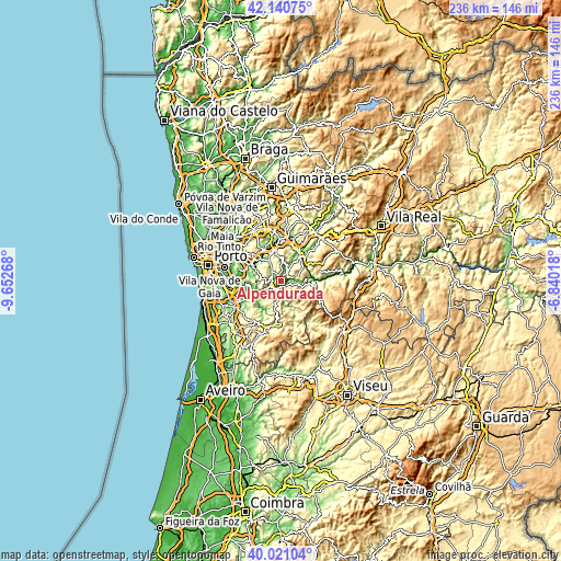 Topographic map of Alpendurada
