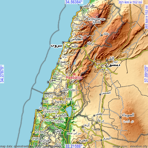 Topographic map of Hâsbaïya