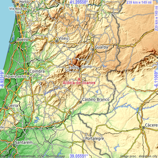 Topographic map of Aldeia de Joanes