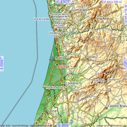 Topographic map of Águeda