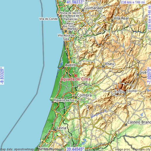 Topographic map of Aguada de Cima