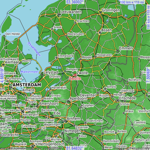 Topographic map of Zwolle